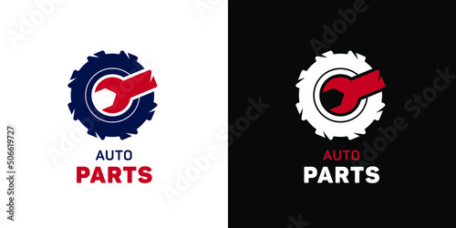 Vector logo of auto parts, auto repair. Option of light and dark background