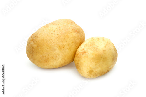 Two potatoes isolated on white background