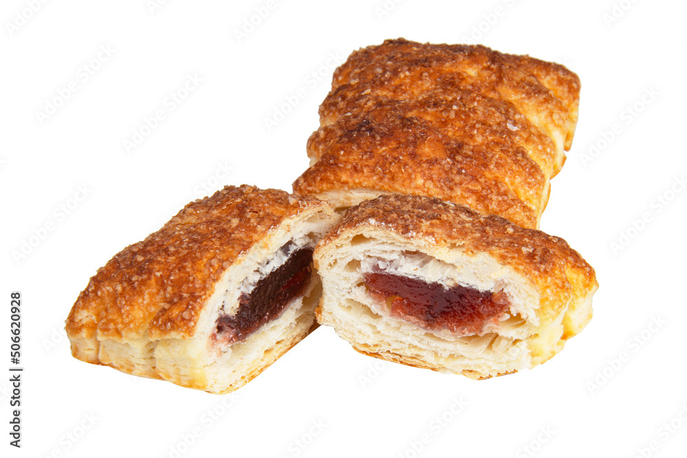 Puff pastries baked cookies isolated on the white background Puff pastries baked cookies isolated on the white background