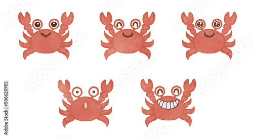 Illustration set of cute crabs