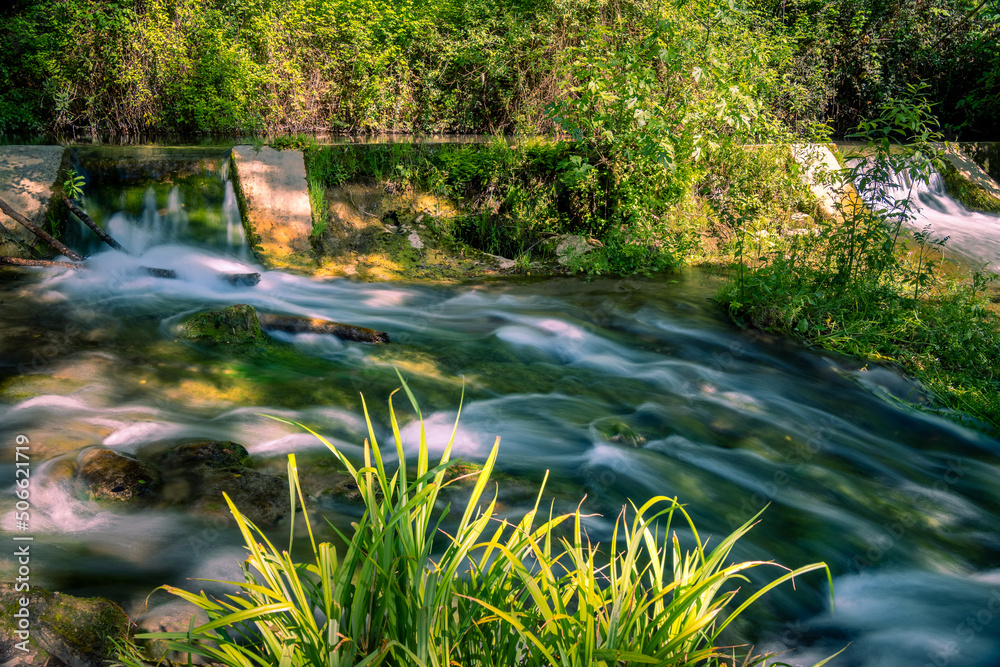 Obraz premium Natural environment of the Majaceite river, between the towns of El Bosque and Benamahoma, Cadiz.