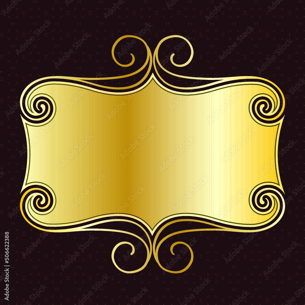 label banner slab luxury royal golden ornamental floral decorative border frame