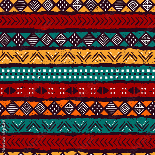 Hand drawn abstract seamless pattern  ethnic background  african style - great for textiles  banners  wallpapers  wrapping - vector design