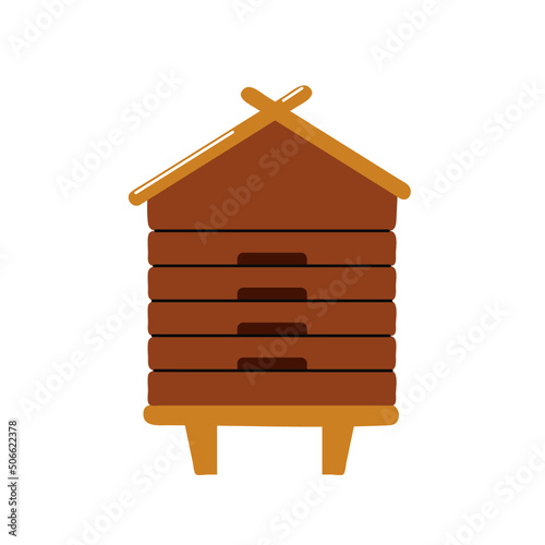 Hive or bee house icon on white background. Vector illustration