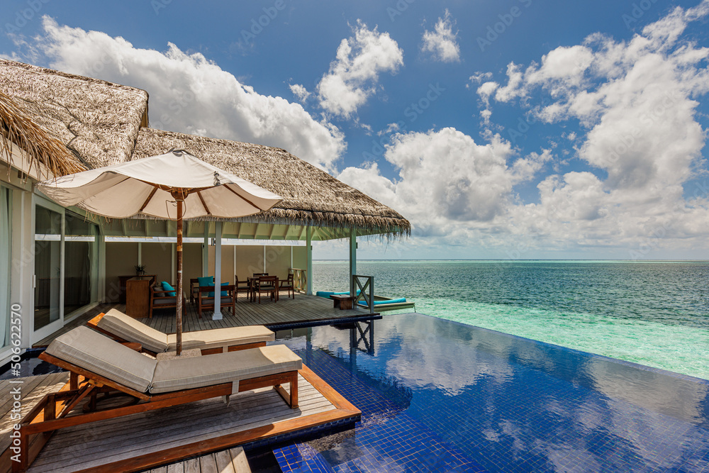 Picture of Beautiful luxury water villas resort, infinity swimming pool, beach ...