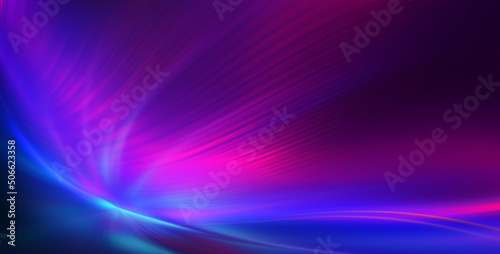 Dark abstract futuristic background. Neon glow, laser shapes, lines. Gradient blurred background.