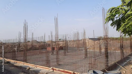 Wallpaper Mural Construction works fabricating steel reinforcement bars at the construction site. Close view of the steel reinforcing bars. Column Reinforcement With Shattering Steel Reinforcement for Beam and Column Torontodigital.ca