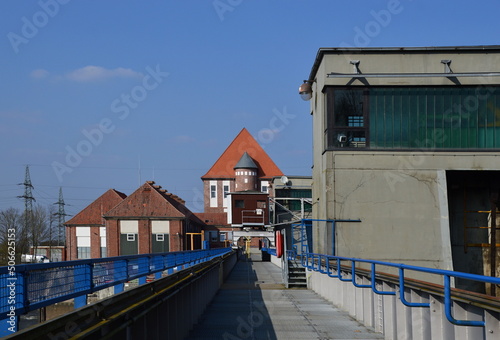 Wehr und Kraftwerk am Fluss Weser in Dörverden, Niedersachsen photo