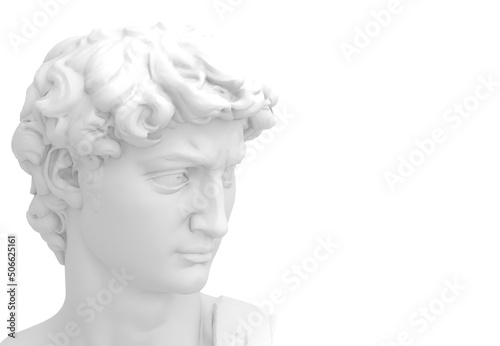 3d rendering illustration of David statue close up isolated on white