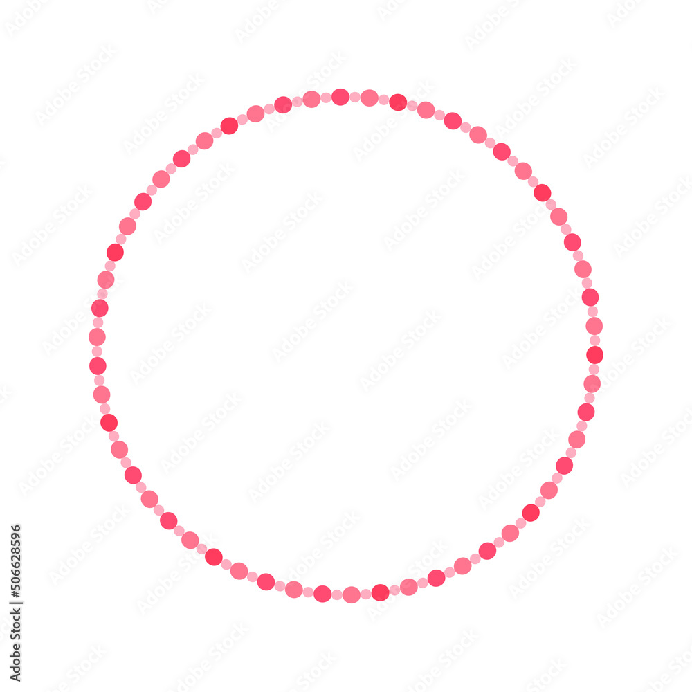 Round pastel frame with polka dot pattern design. Simple minimal Valentine's Day decorative element.