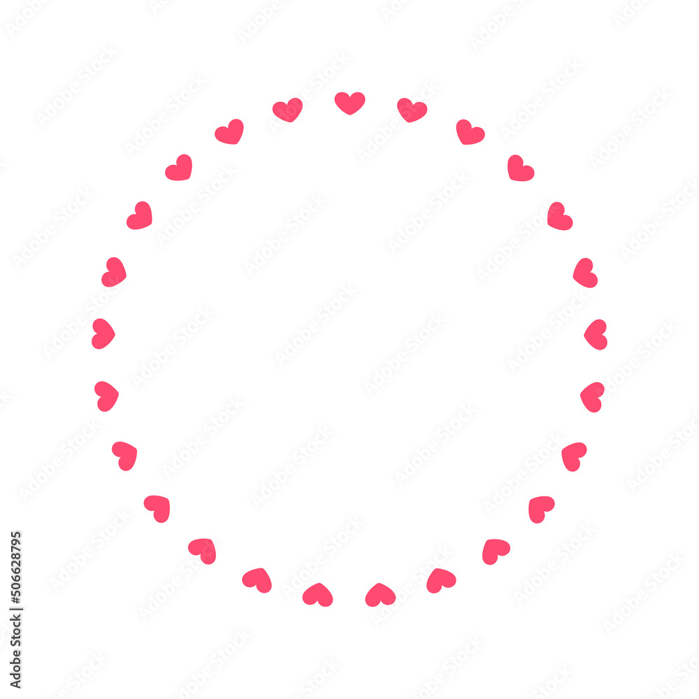 Round pastel frame with heart pattern design. Simple minimal Valentine's Day decorative element. Round pastel frame with heart pattern design. Simple minimal Valentine's Day decorative element.