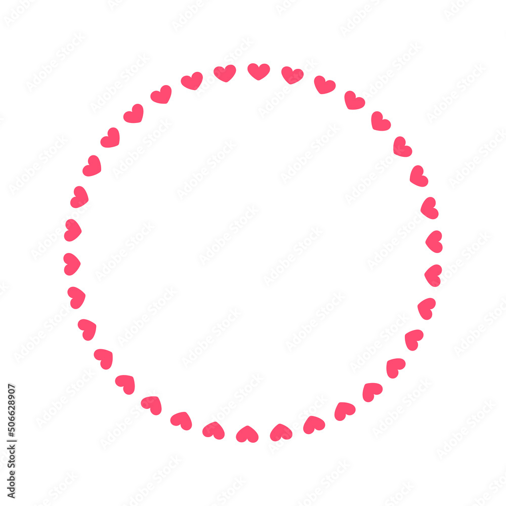 Round pastel frame with heart pattern design. Simple minimal Valentine's Day decorative element. Round pastel frame with heart pattern design. Simple minimal Valentine's Day decorative element.