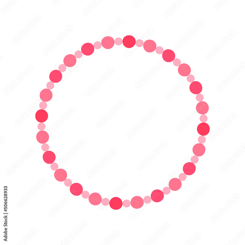 Round pastel frame with pink polka dot pattern design. Simple minimal Valentine's Day decorative element.
