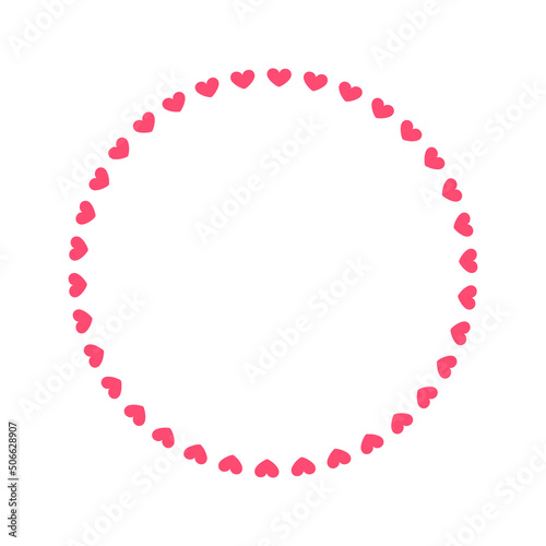Round pastel frame with heart pattern design. Simple minimal Valentine's Day decorative element.