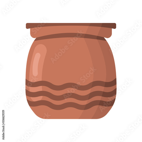Brown flower pot on white background in flate style. Vector image