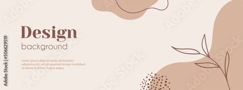 Abstract minimal long banner template. Organic shapes floral vector background with copy space for text. Facebook cover
