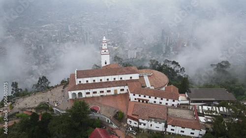 Aerial shot of Cerro de Monserrate in bogota Colombia photo