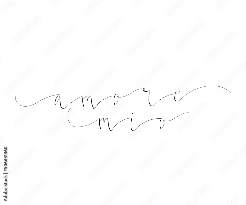 Amore mio - My love in Italian handwritten lettering vector illustration
