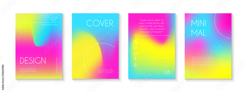 Abstract colorful gradient creative covers, poster templates. Set of liquid gradient vector minimalist backgrounds with text