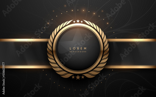 Abstract golden circle wreath with stars background