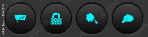 Set Windscreen wiper, Car tire, mirror and icon. Vector