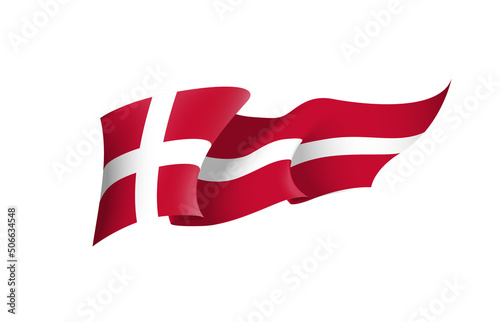 Denmark flag state symbol isolated on background national banner. Greeting card National Independence Day of the Kingdom of Denmark. Illustration banner with realistic state flag.