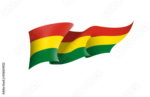 Bolivia flag state symbol isolated on background national banner. Greeting card National Independence Day of the Plurinational State of Bolivia. Illustration banner with realistic state flag. photo