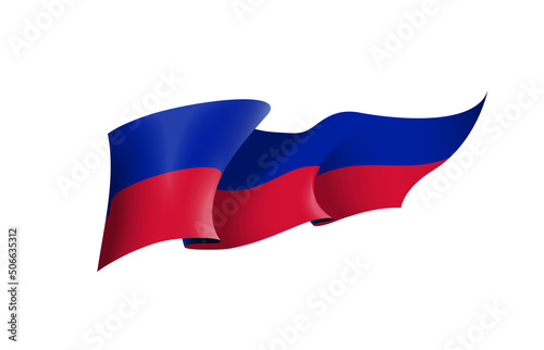 Haiti flag state symbol isolated on background national banner. Greeting card National Independence Day of the Republic of Haiti. Illustration banner with realistic state flag.