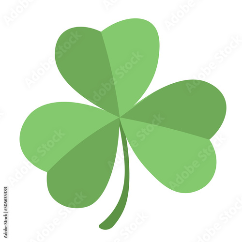 Green clover shamrock on white background in flat style