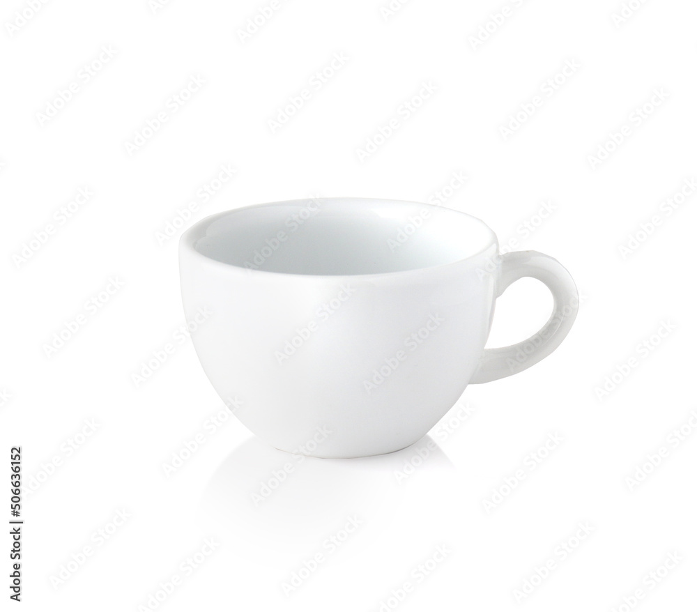 Empty white coffee cup isolated on white background. Empty white coffee cup isolated on white background.