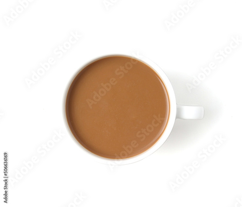 Coffee cup isolated on white background, Top view