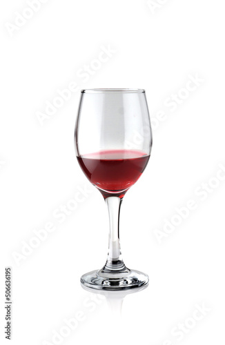 Red wine in glass isolated on white background