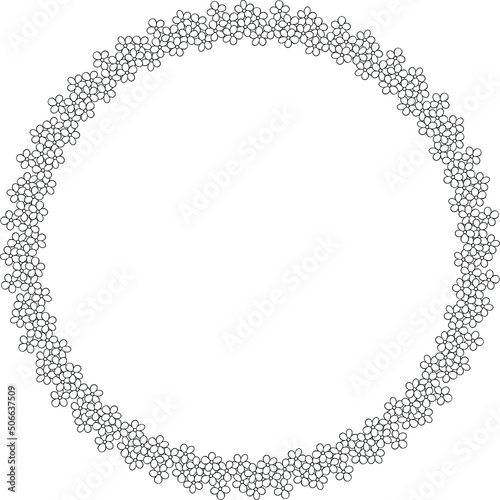 Black on transparent Scorpion grasses wreath with copy space