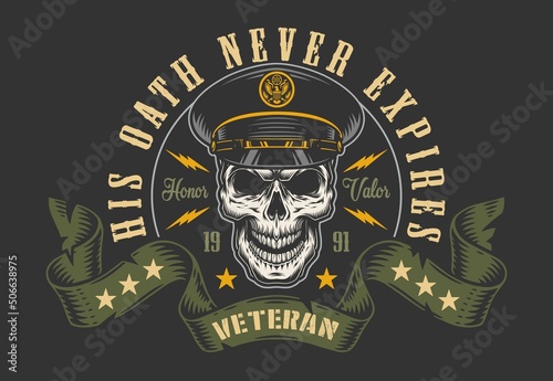 Military veteran sketch colorful vintage