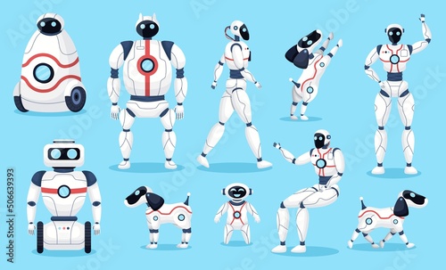 Set of different modern robots
