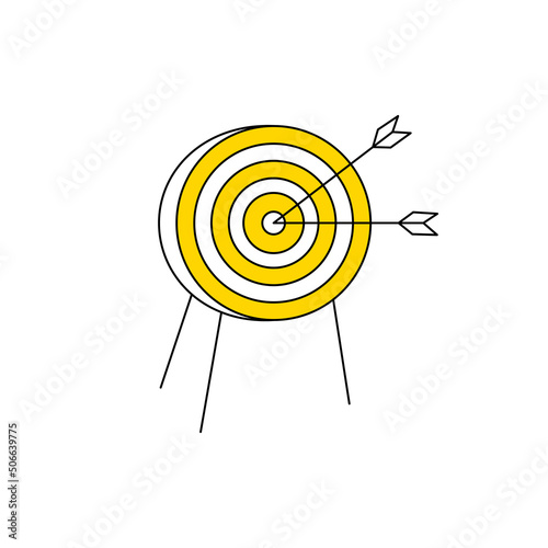  Vector cartoon illustration of Target icon on white background.