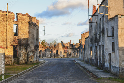 Destroyed buildings during World War 2 in Oradour- sur -Glane France photo