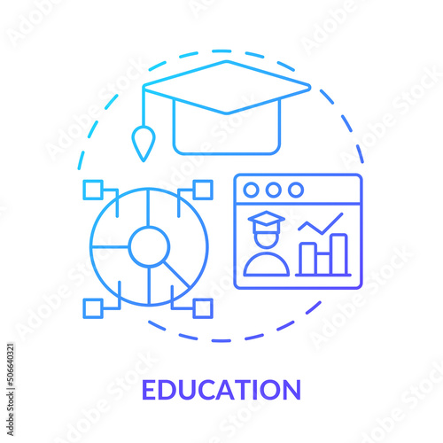 Education blue gradient concept icon. Big data application abstract idea thin line illustration. Improving students academic performance. Isolated outline drawing. Myriad Pro-Bold font used