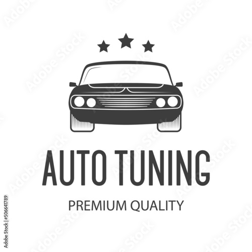 Auto tuning vector label for service  repair  car wash isolated on white background. Stamps  banners and design elements for you business. 10 eps