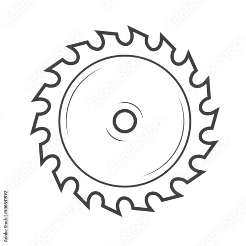 Saw disk vector black color line style isolated on white background. Vector 10 eps