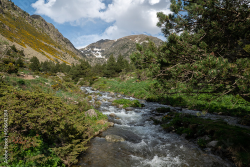 Landscape of the Vall de Incles in Andorra in spring 2022.