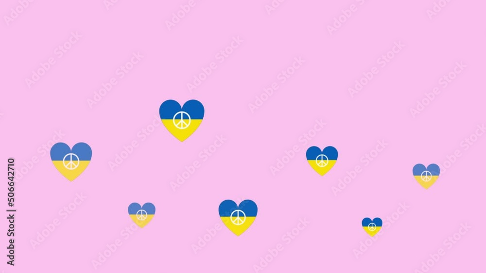 Animated flags of Ukraine in the shape of a heart on a pink background. Animated flags of Ukraine in the shape of a heart on a pink background.