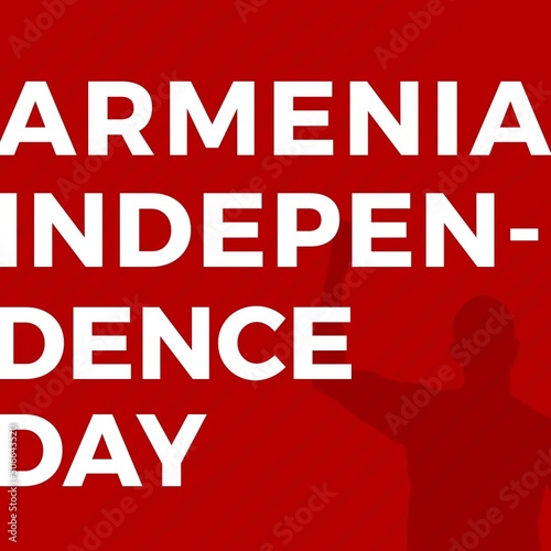 Illustration of armenia independence day text against red background, copy space