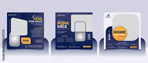 Real estate social media post or house property sale banner square story post marketing web banner template