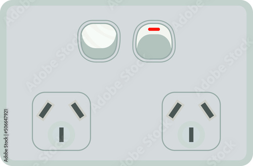 australian gray electrical outlet with two switches