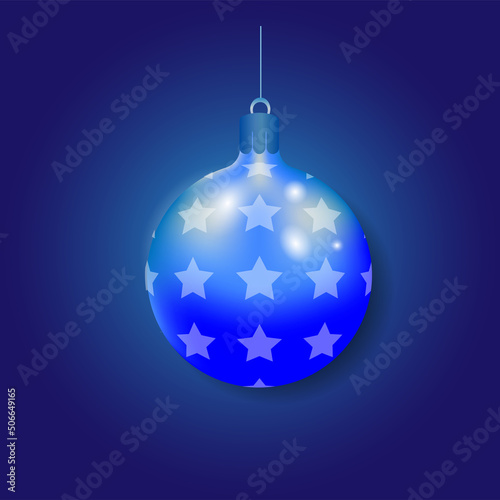 blue ball with glowing stars for decoration for the new year