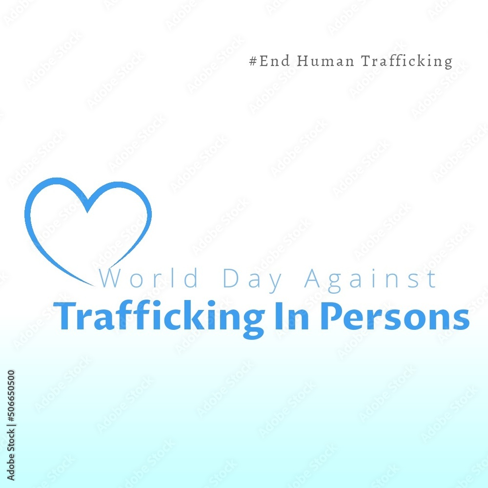 Illustration of heart shape with world day against trafficking in