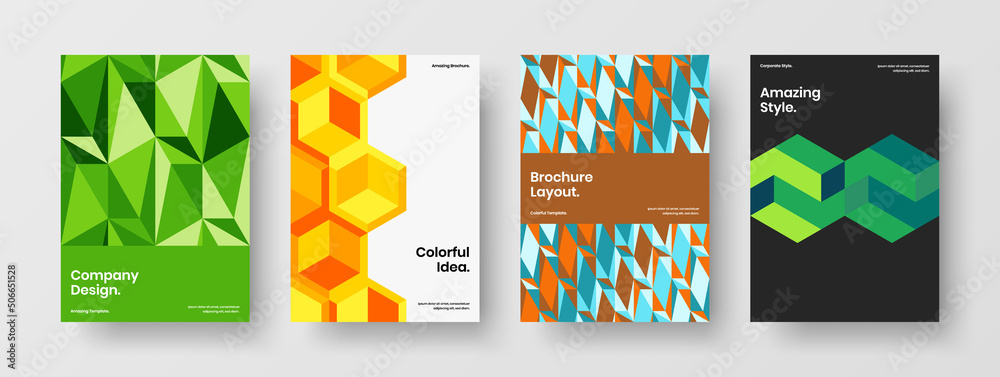 Fototapeta premium Isolated geometric shapes corporate identity concept set. Original brochure design vector template collection.