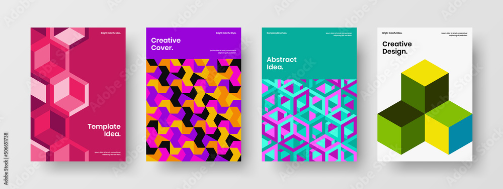 Original geometric shapes presentation template collection. Modern corporate identity vector design illustration bundle.