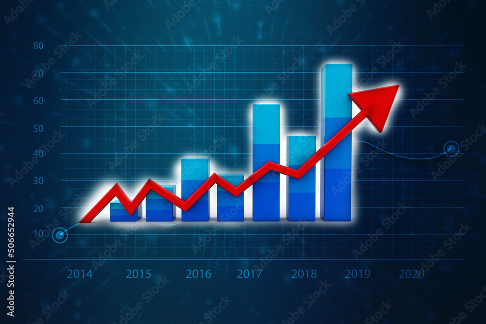 3d rendering business graph and documents. Stock market chart. Business graph background, Financial Background\